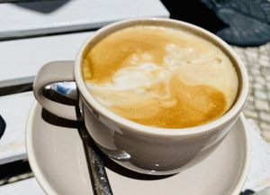 Vegan galao with almond milk. Soooo good!!! at Leaves Cafe in Cotovia