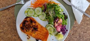 Pumpkin butter tofu filling, a delight at Leaves Cafe in Cotovia