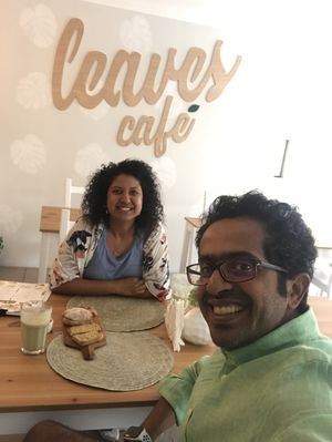 Enjoying a breakfast date  at Leaves Cafe in Cotovia