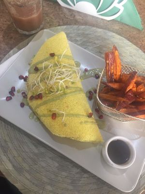 Vegan Tapioca with Sweet Potatoes - delicious! at Leaves Cafe in Cotovia