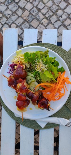 Tofu kebab, so tasty at Leaves Cafe in Cotovia