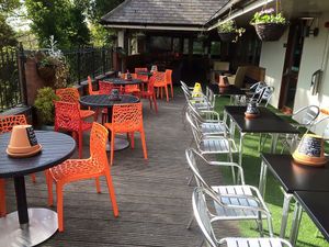 Outdoor decking at rear (from their social media) at The Library in Durham