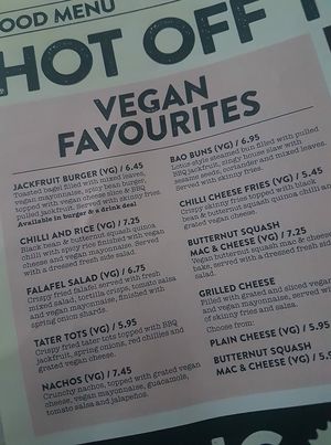 Vegan menu (from their social media) at The Library in Durham