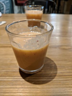 Freshly prepared fruit and vegetable juice at 0831 Organic Restaurant in Asahikawa
