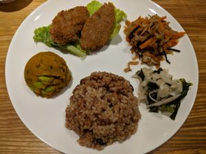 Set meal with 4 dishes.  at 0831 Organic Restaurant in Asahikawa