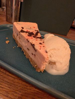 Rhubarb and ginger cheesecake at Scotts Bar & Restaurant in Largs