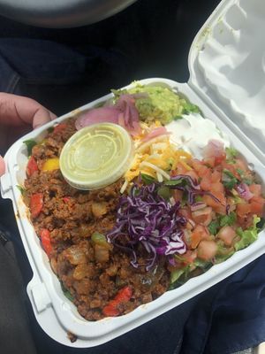 Plato Luna Verde with Soy Chorizo  at Luna Verde Vegan Mexican Restaurant in Bradley Beach