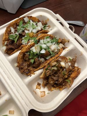 Birria tacos   at Luna Verde Vegan Mexican Restaurant in Bradley Beach