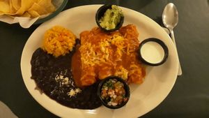 Enchiladas at Luna Verde Vegan Mexican Restaurant in Bradley Beach