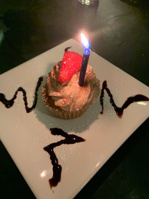 tres leches cupcake at Luna Verde Vegan Mexican Restaurant in Bradley Beach