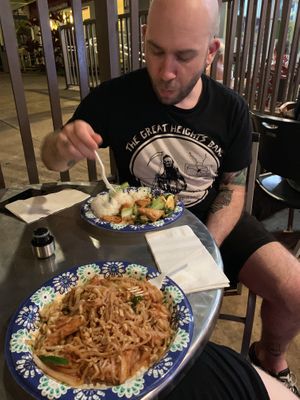 Pad Thai (no egg) and garlic tofu veggie thing  at Lotus Garden Chinese & Thai Cuisine in Hanalei