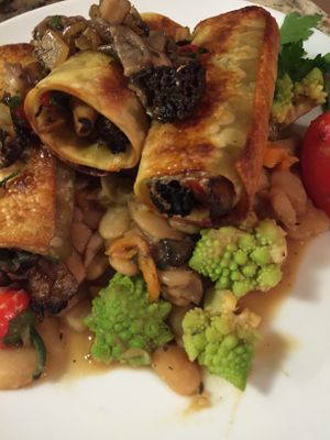 Morel Lasagna Roll Ups with Radicchio  at Plant Based Only Catering in Austin