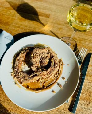 Caramel Apple Churro Rings:
cinnamon sugar, date caramel, cream cheese glaze, pecans (v)(gf) at Revolution Winery and Kitchen in Sacramento