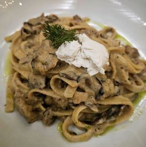 Vegan Mushroom Stroganoff at Revolution Winery and Kitchen in Sacramento