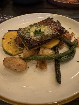 Tofu steak, roasted potatoes and veggies  at Revolution Winery and Kitchen in Sacramento
