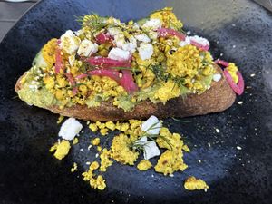VCC - cucumber avocado toast with tofu scramble   at Revolution Winery and Kitchen in Sacramento