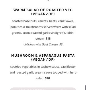 vegan mains  at Nourish in Sequim