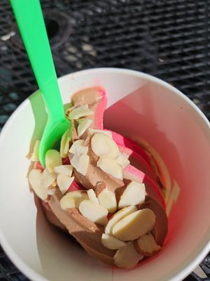 Chocolate and pomegranate at Swirls Frozen Yogurt in Parker