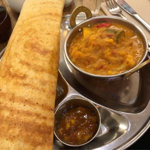 Curry and dosa  at The Lotus-Heart Restaurant in Christchurch