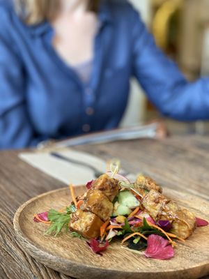 Zen sticks. Tempeh at The Lotus-Heart Restaurant in Christchurch