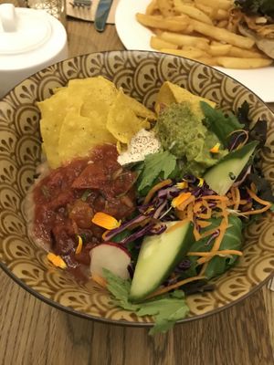 Vegan burrito bowl  at The Lotus-Heart Restaurant in Christchurch
