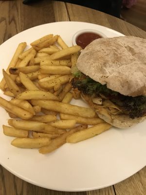 Vegan Jackfruit burger  at The Lotus-Heart Restaurant in Christchurch