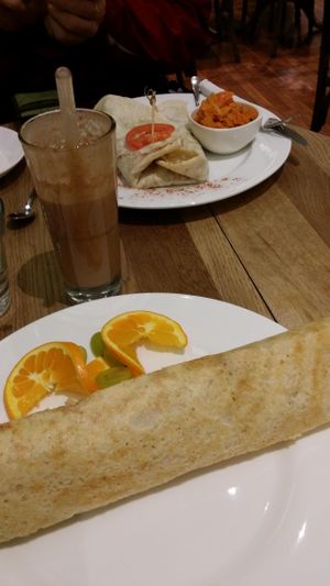 vegan breakfast dosa and breakfast wrap. at The Lotus-Heart Restaurant in Christchurch