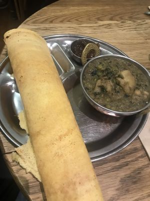 Vegan Curry with dosa at The Lotus-Heart Restaurant in Christchurch