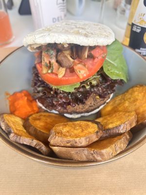 Black bean burger  at Oli Veggie Food in Punta Del Este