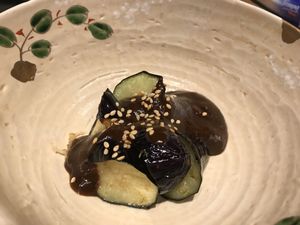 eggplant in miso sauce  at Tsunahachi in Tokyo