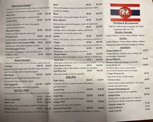 Full menu  at Thailand Restaurant in Columbia
