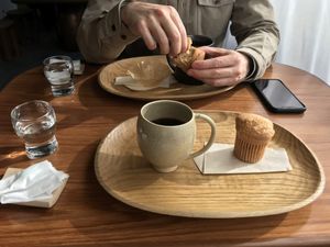 Malda- tea, coffee and Maple muffins  at Malda in Kyoto