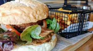 Zinger tower burger at The Origin Tales in Brunswick East