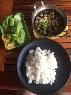 Sautéed mushrooms with rice, 20k  at Com Chay Cuong in Can Tho
