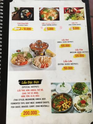 Menu 4 at Com Chay Cuong in Can Tho