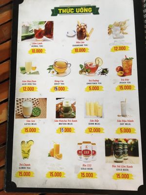 Menu 5 (drinks) at Com Chay Cuong in Can Tho
