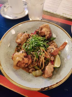 Cauliflower, noodles and bang bang sauce at Lounges - Berretto Lounge in Stockport