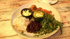 Mexican suporbowl with cheese (vegan) at Lounges - Berretto Lounge in Stockport