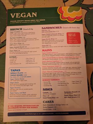 Vegan menu. 14-04-19 at Lounges - Brezo Lounge in Cheadle