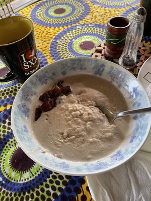 Delicious porridge at Freedom Fighters Ital Shack in Philipsburg