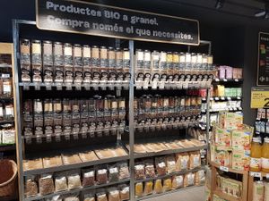 dispensers at Carrefour Bio in Barcelona