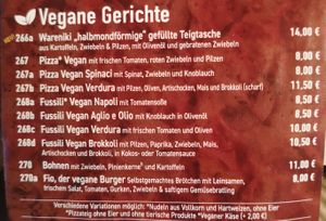 Menue at Cesar's Pizzeria in Bad Nauheim