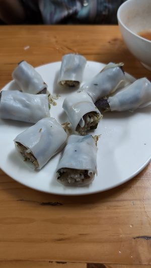 Phở rolls, wholly different to sommer rolls – must try! at Com Pho Chay Tu Bi in Hanoi
