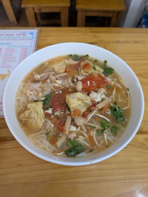 Bun Rieu at Com Pho Chay Tu Bi in Hanoi
