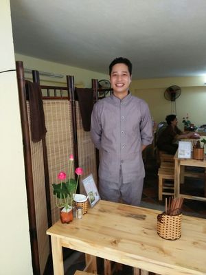 The lovely owner Mr Thom at Com Pho Chay Tu Bi in Hanoi