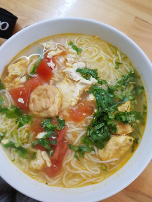 amazing vegan "bun" noodle soup at Com Pho Chay Tu Bi in Hanoi