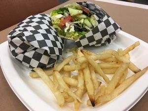 Greek Salad Wrap w/Fries  at Norma's Plant Based Cuisine in Altamonte Springs