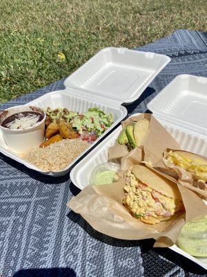 Plate meal and Arepas at Norma's Plant Based Cuisine in Altamonte Springs