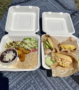 3 Arepas and a vegan beef plate at Norma's Plant Based Cuisine in Altamonte Springs