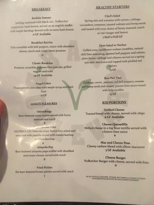 Food menu at Bar Boulevard in Las Vegas